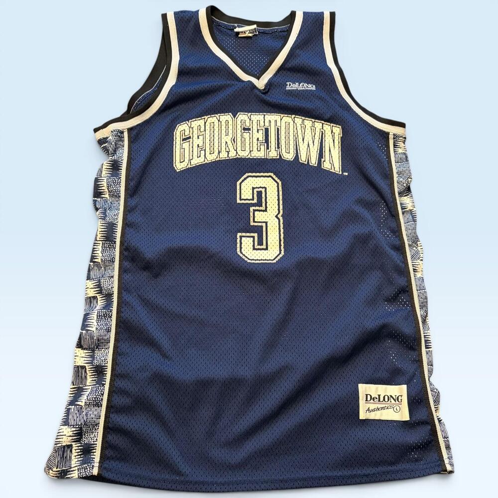 Georgetown Hoyas Jersey Mens Large Navy Blue NCAA College Basketball DeLong #3